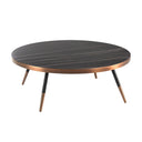 Mesa centro redonda marmol porcelanico y acero negro