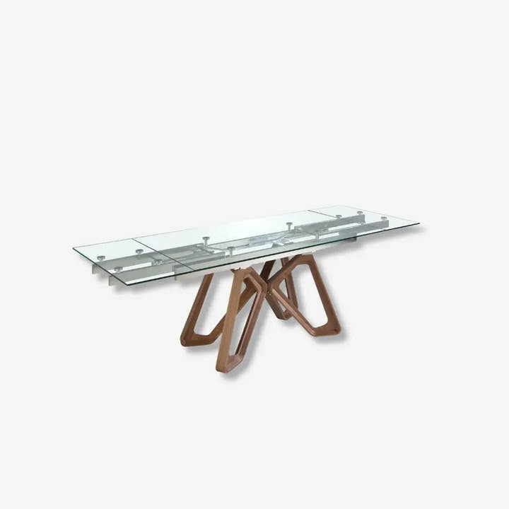 Mesa comedor extensible rectangular cristal templado y nogal - Mesa de comedor - El Workshop - 160 a 240x100x76cm