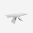 Mesa comedor extensible rectangular marmol porcelanico y acero cromado