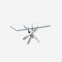 Mesa comedor rectangular cristal templado y acero cromado