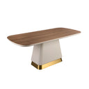 Mesa comedor rectangular nogal y madera beige