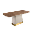 Mesa comedor rectangular nogal y madera beige