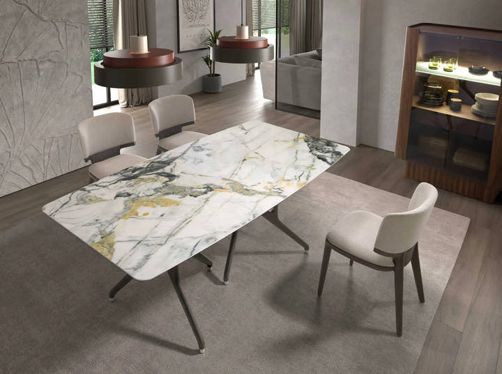 Mesa comedor rectangular mármol porcelánico y nogal oscuro - Mesa de comedor - El Workshop - 200x100x76cm