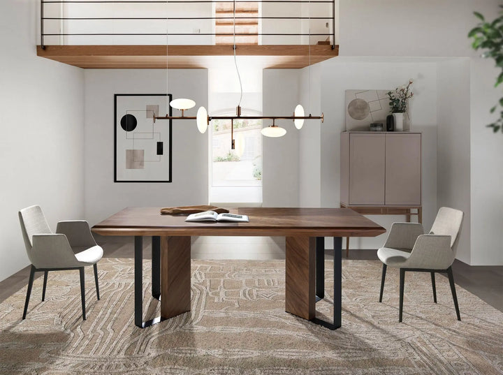 Mesa comedor rectangular nogal con patas negras