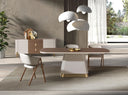 Mesa comedor rectangular nogal y madera beige