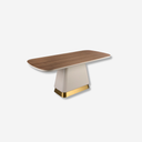 Mesa comedor rectangular nogal y madera beige
