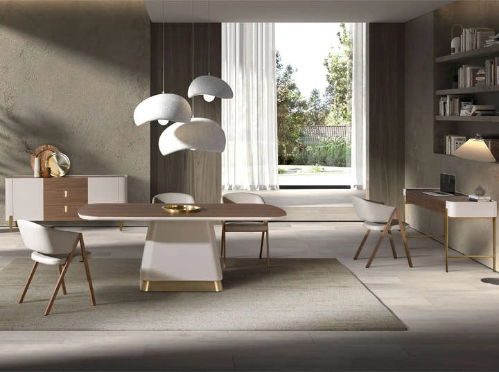 Mesa comedor rectangular nogal y madera beige - Mesa de comedor - El Workshop - 200x95x76cm