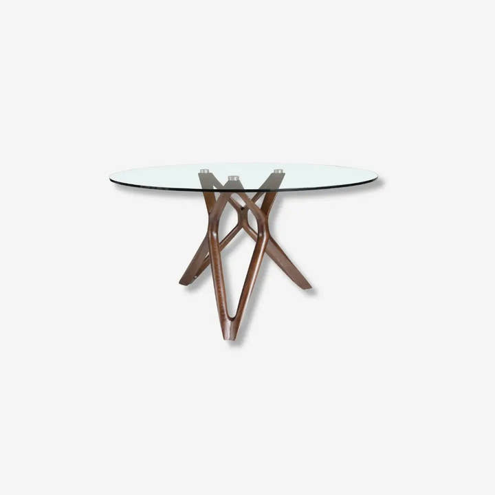 Mesa comedor redonda cristal templado y nogal - Mesa de comedor - El Workshop - Ø120x75cm
