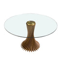 Mesa de comedor redonda cristal templado y nogal