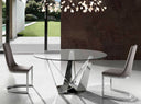 Mesa redonda cristal templado y acero cromado