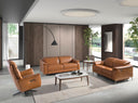Mesa rincon cuadrada marmol porcelanico y nogal