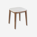 Mesa rincon cuadrada marmol porcelanico y nogal