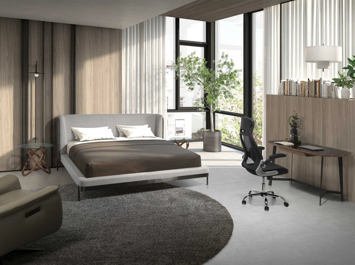 Mesa rincon redonda de cristal templado y nogal