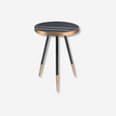 Mesa rincon redonda marmol porcelanico y acero negro