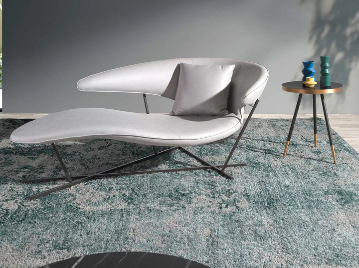 Mesa rincon redonda marmol porcelanico y acero negro