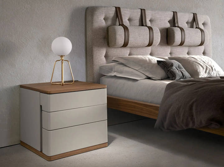 Mesita de noche madera gris y nogal - Mesitas de noche - El Workshop - 46x46x45cm