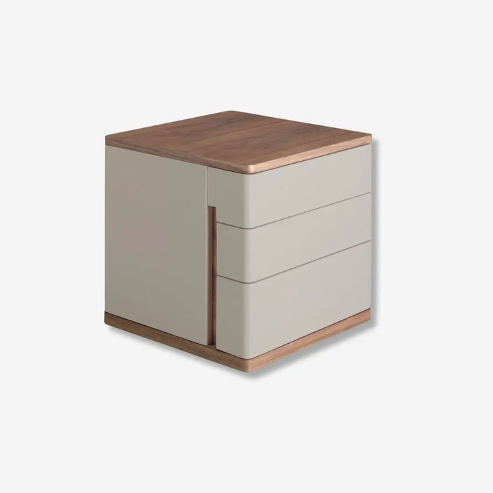 Mesita de noche madera gris y nogal