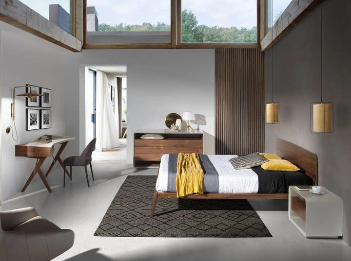 Mesita de noche nogal y madera gris claro - Mesitas de noche - El Workshop - 55x40x45cm