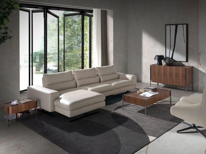 Mesita de noche nogal y acero oscuro