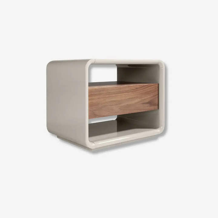 Mesita de noche nogal y madera gris claro - Mesitas de noche - El Workshop - 55x40x45cm