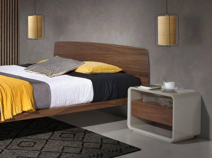 Mesita de noche nogal y madera gris claro - Mesitas de noche - El Workshop - 55x40x45cm