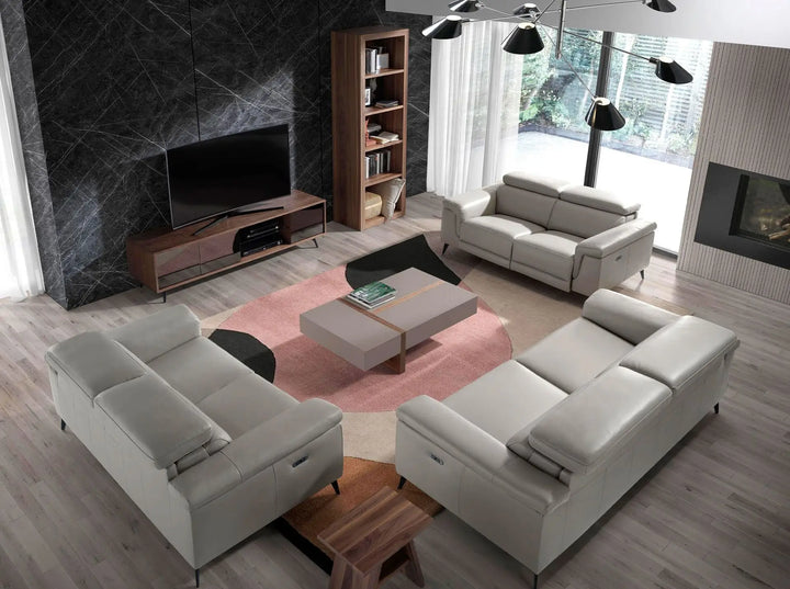 Mueble TV cristal negro efecto espejo, nogal y acero negro