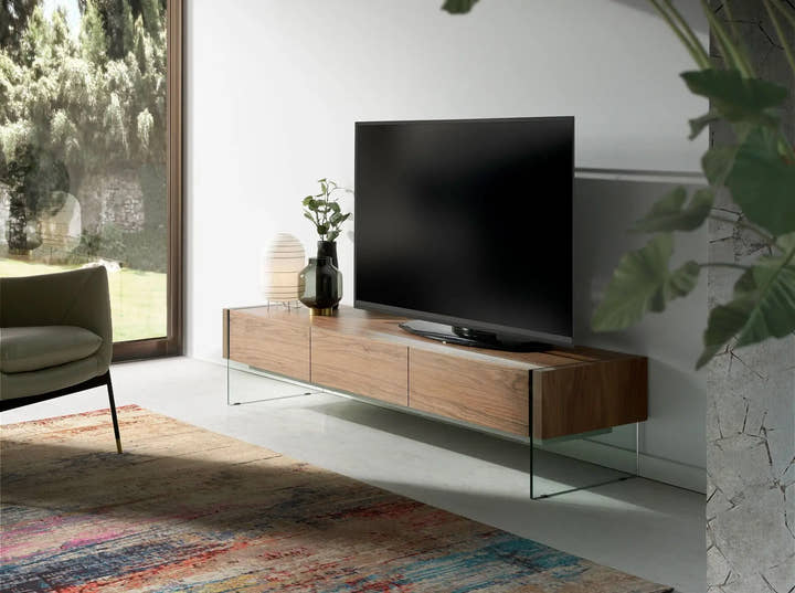 Mueble TV nogal y cristal templado - Mueble TV - El Workshop - 188x45x39cm