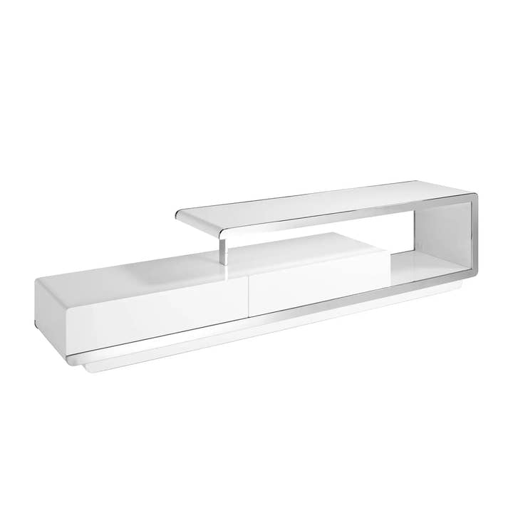 Mueble TV madera blanco y base acero cromado - Mueble TV - El Workshop - 200x40x45cm