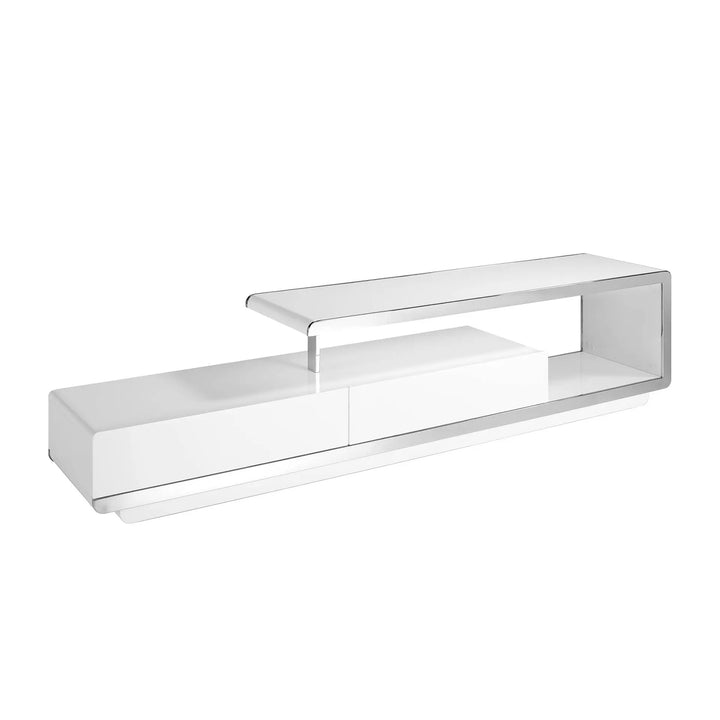 Mueble TV madera blanco y base acero cromado