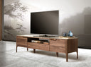 Mueble TV nogal con tapa de cristal marmol elegante