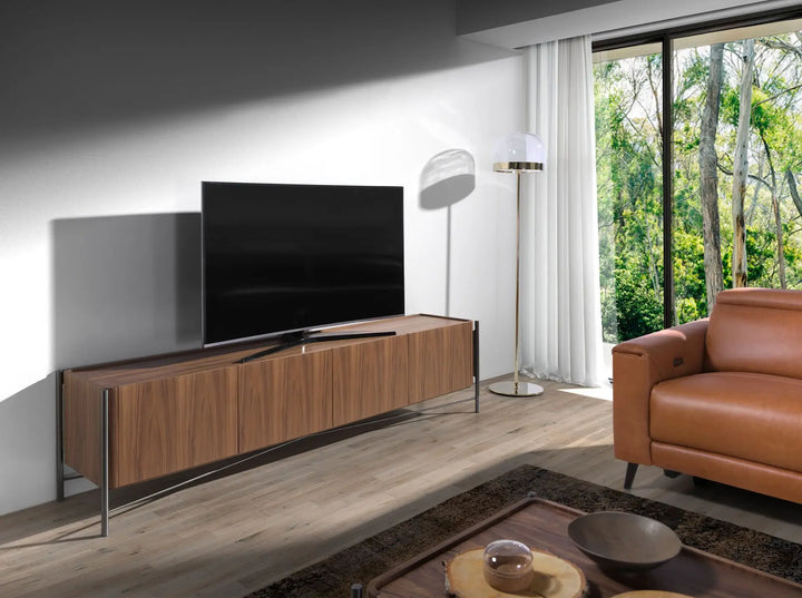 Mueble TV nogal y metal acero oscuro