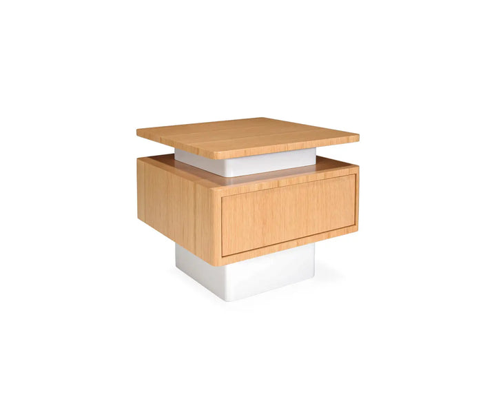 mesita de noche para dormitorio japandi moderno hierro y madera