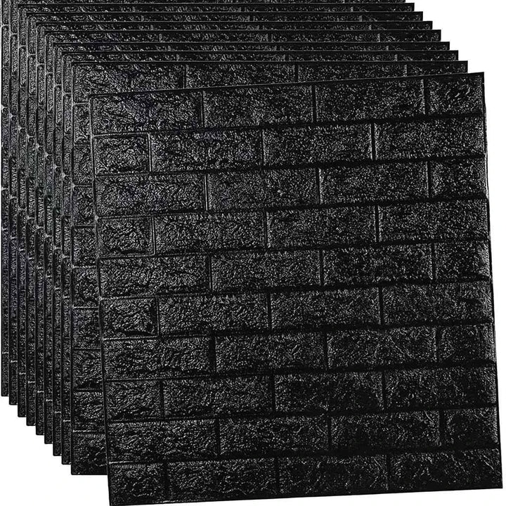 10 Paneles Autoadhesivos Negros 77x70 cm