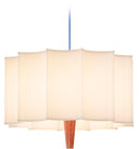 Rain Pendant Lamp - Chestnut wood frame, white shade and blue textile cable