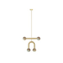 Rigoberta Duo Super Curved Pendant Lamp - Gold, gold textile cable and alabaster ball