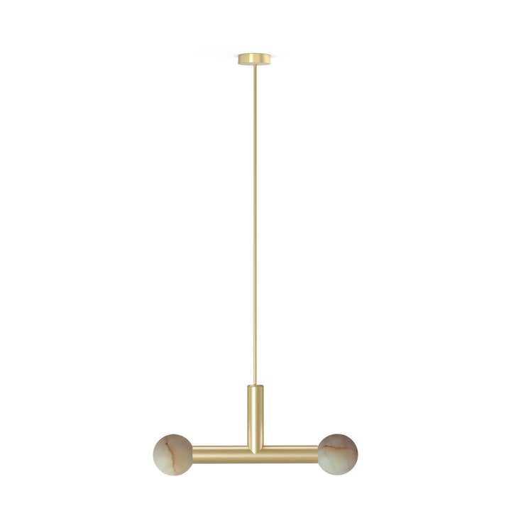 Rigoberta Trio Pendant Lamp - Gold, gold textile cable and alabaster ball