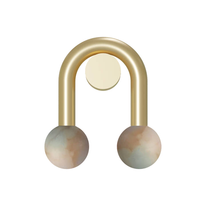 Rigoberta Direct Super Curved Wall Lamp - Gold and alabaster ball