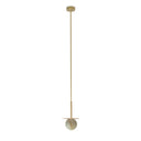 Royal Disc Pendant Lamp - Base and disc in matte polished brass, alabaster ball and gold textile cable