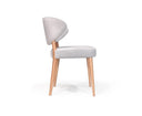 silla tapizada gris pata de madera de roble
