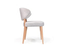 silla tapizada gris pata de madera de roble