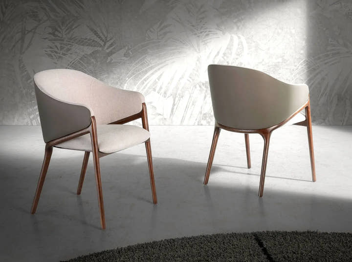 Silla tela beige y polipiel visón oscuro - Silla - El Workshop - 56x60x78cm