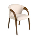Silla con reposabrazos moderno con asiento y respaldo tapizados en tela color crema para escritorio