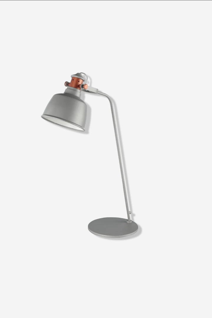 Table lamp in grey steel and bronze details