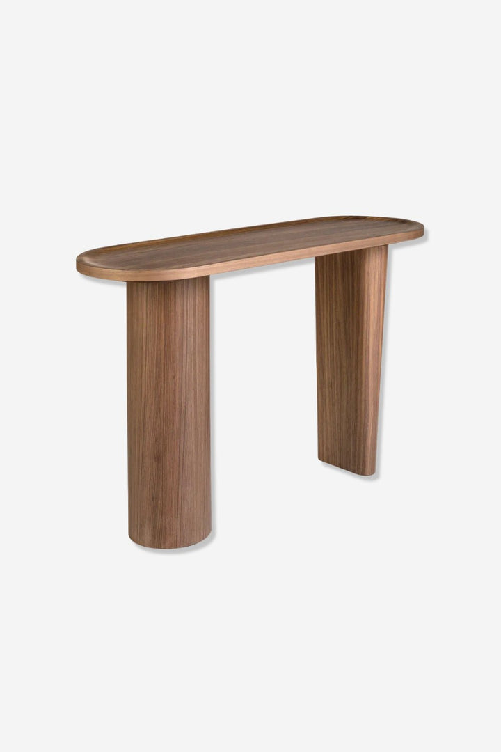 Ovale console, halfrond, walnoot