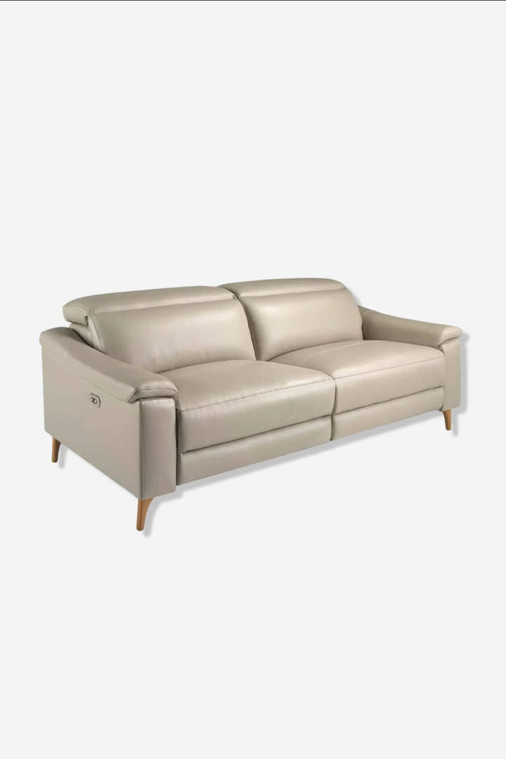 Sofá relax 3 plazas piel gris taupe - Sofás - El Workshop - Gris taupe
