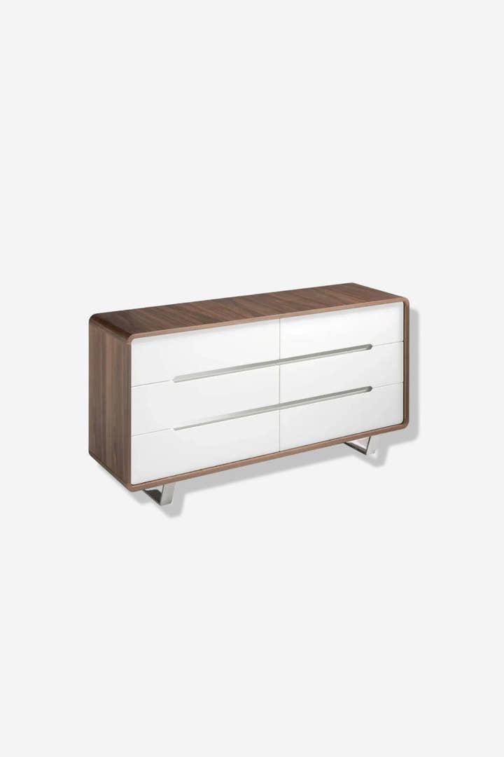 Cómoda madera blanco, nogal y acero cromado - Cómodas - El Workshop - Blanco