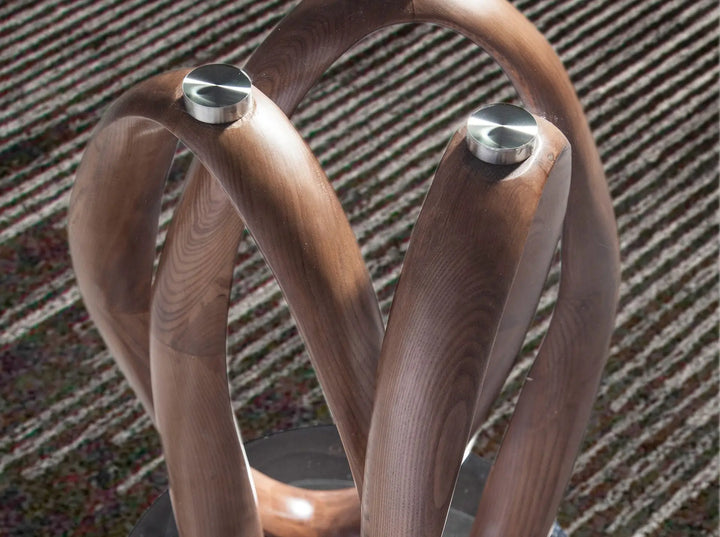 Ovale eettafel met gehard glas en walnoot