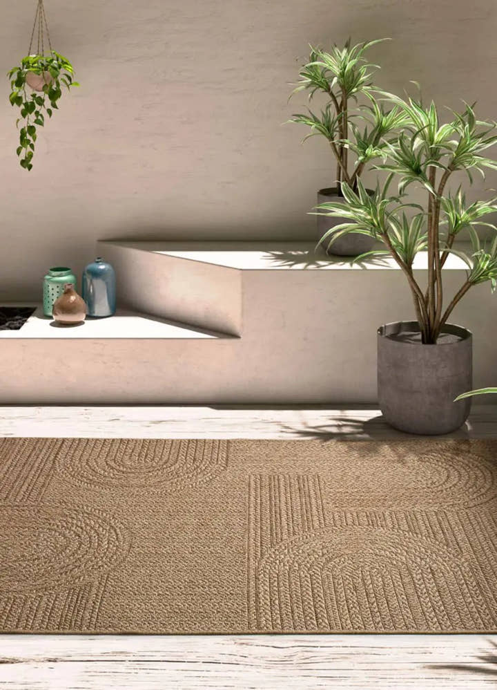 ALFOMBRA ACRA 5006 DE ESTILO GEOMÉTRICO EFECTO YUTE EN COLOR NATURAL - Alfombras - El Workshop-150 x 80 x 0.3 cm