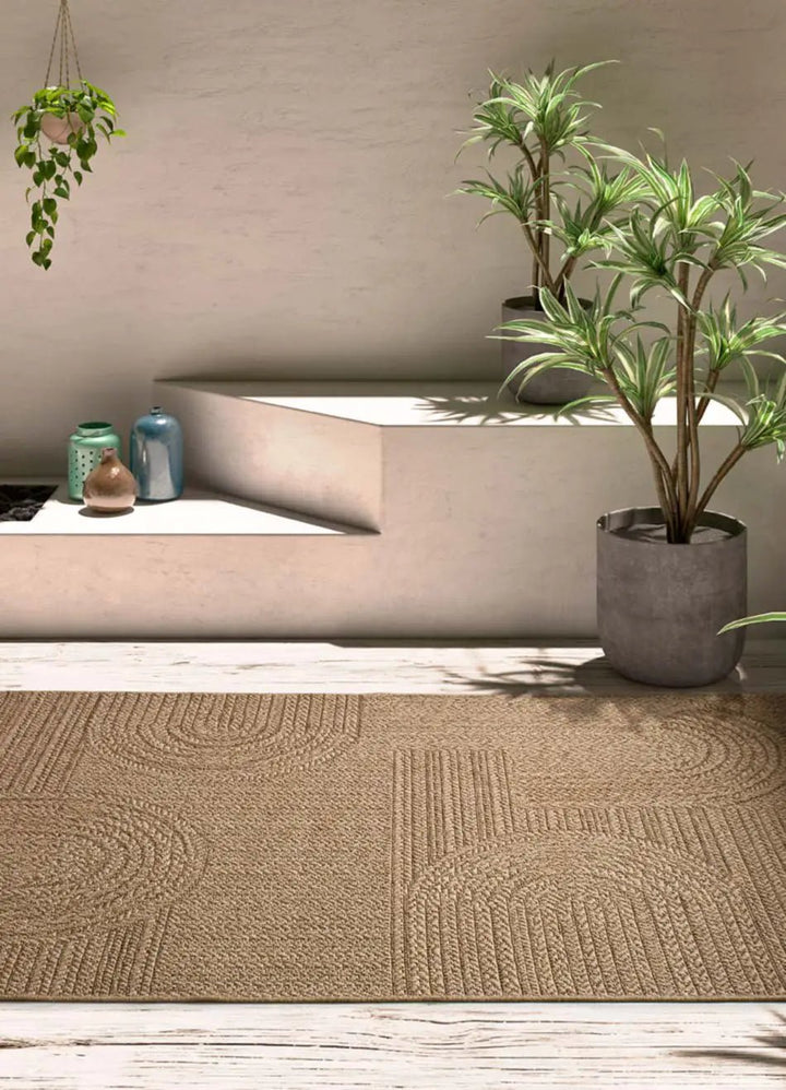 ACRA 5006 GEOMETRIC-STYLE RUG WITH JUTE EFFECT IN NATURAL COLOR