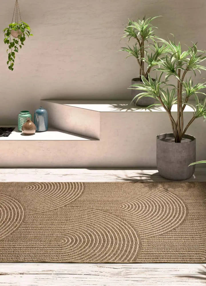 ALFOMBRA ACRA 5042 DE ESTILO GEOMÉTRICO EFECTO YUTE EN COLOR NATURAL - Alfombras - El Workshop-150 x 80 x 0.3 cm